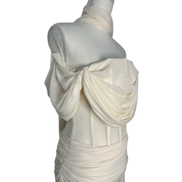 Deme by Gabriella Marianna Dress in Off White Small New Womens Scarf Mini - Picture 11 of 15